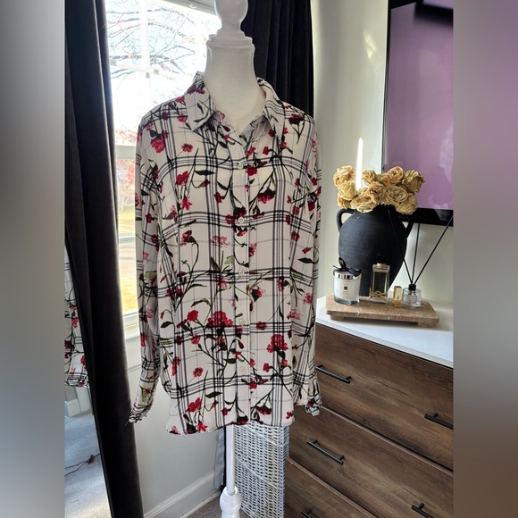 RACHEL Rachel Roy Tops - RACHEL Rachel Roy Floral Plaid Blouse